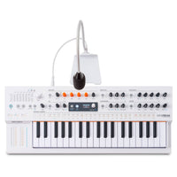 Front view of Arturia MiniFreak Vocoder Edition Hybrid Synthesizer on white background