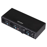 Interface of Arturia MiniFuse Recording Pack Black on white background