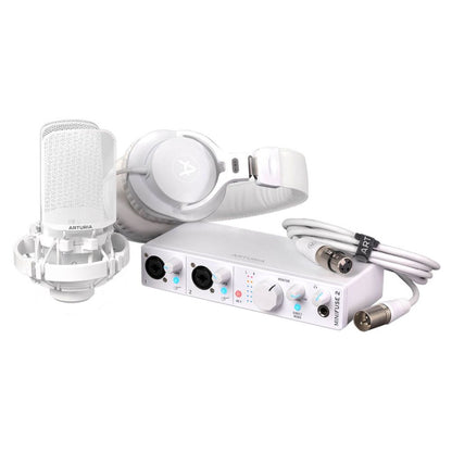 Inclusions of Arturia MiniFuse Recording Pack White on white background