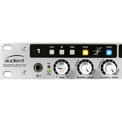 Close up front view of Audient ASP800 on white background