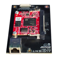 Close up view of Audient ORIA Dante Card on white background