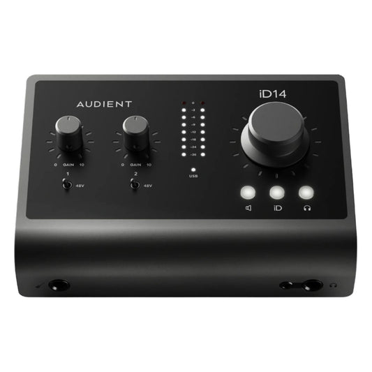 Front view of Audient iD14 MKII on white background