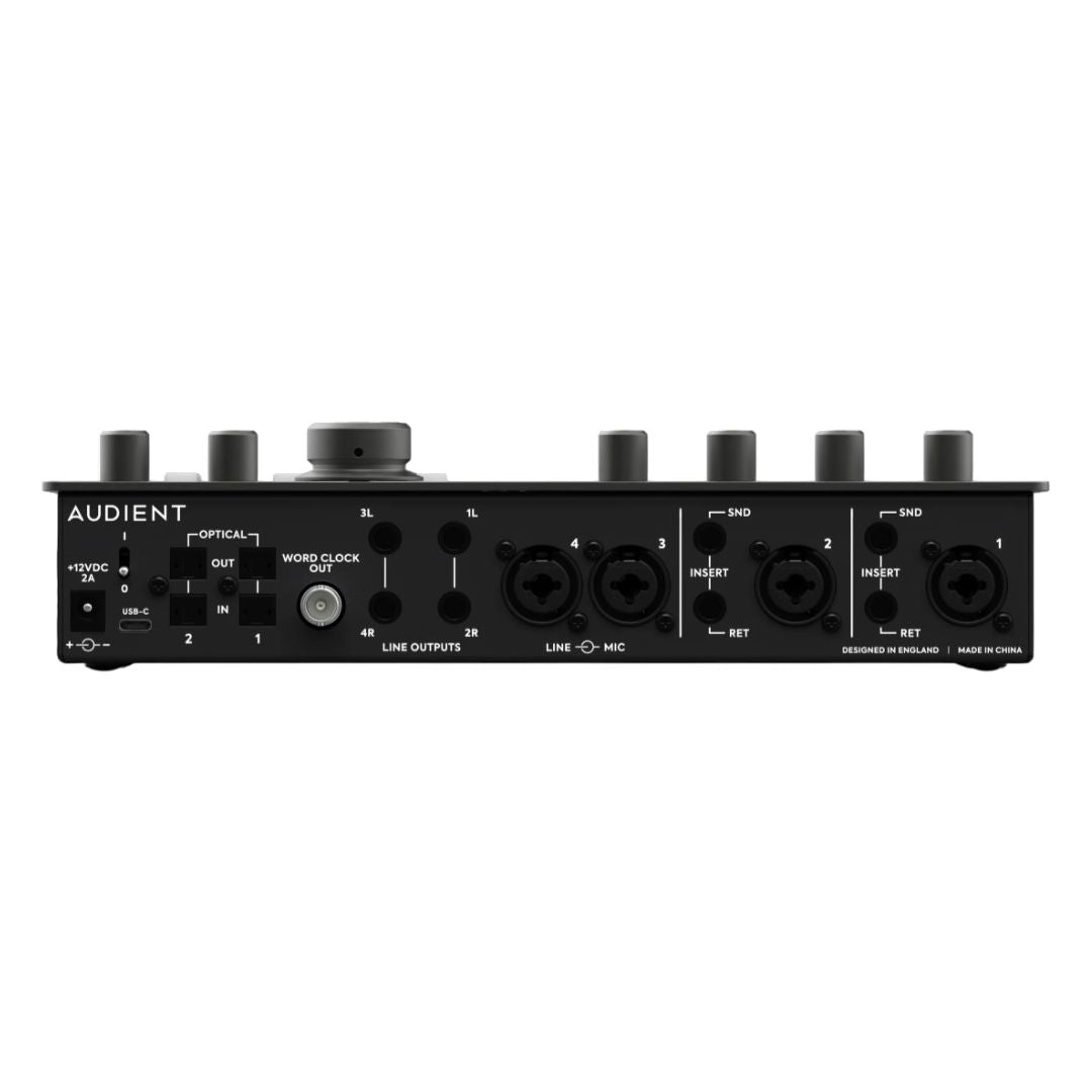 Rear view of Audient iD44 MKII on white background