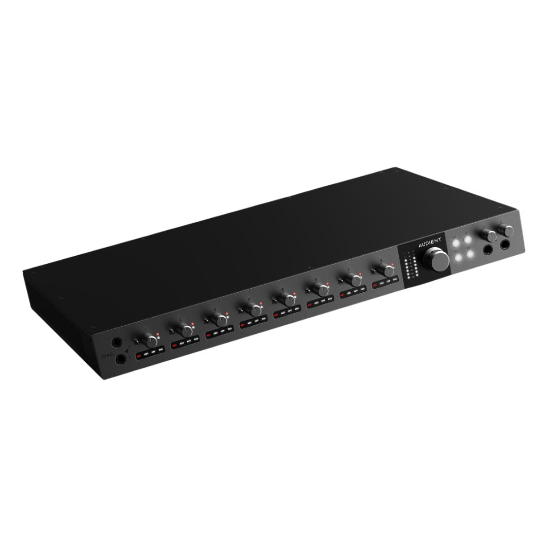 Angled front view of Audient iD48 on white background