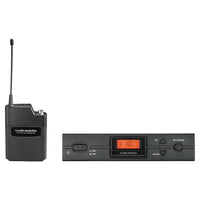 Inclusions of Audio-Technica ATW-2110c 2000 Series Wireless Body-pack System on white background