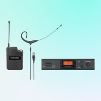 Inclusions of Audio-Technica ATW-2192xc 2000 Series Wireless Microphone System Black on blue background
