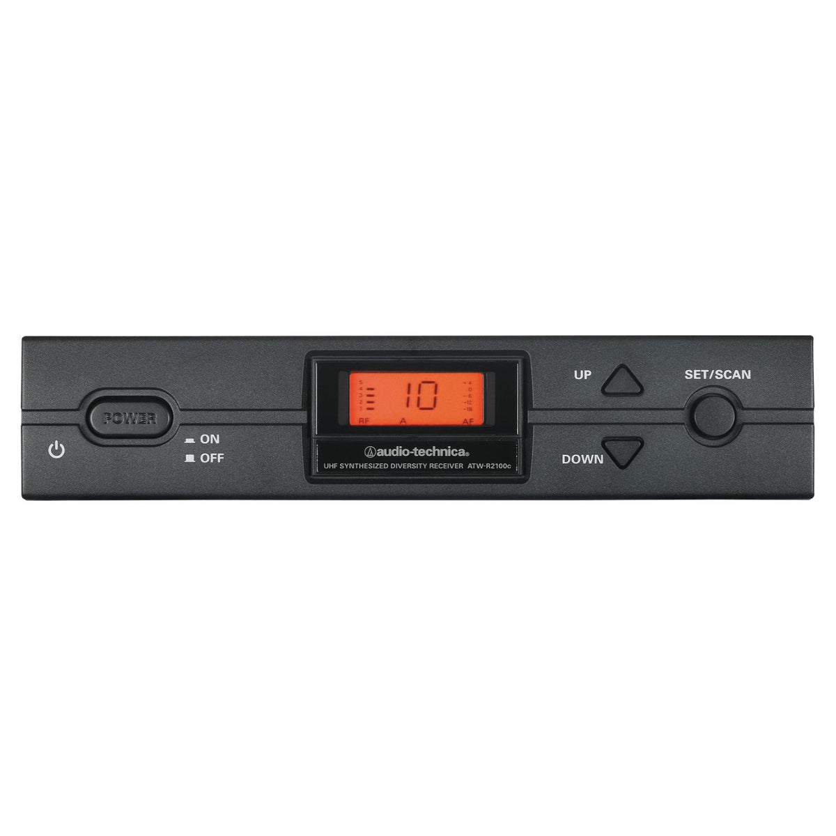 Front view of Audio-Technica ATW-R2100c Wireless Microphone Receiver on white background