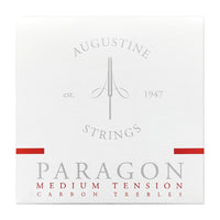 Box of Augustine Strings Paragon Medium Tension Carbon Trebles on a white background