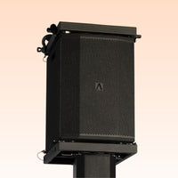 Speaker mounted on Avante Audio IMPERIO FLYBAR LG Black on orange background