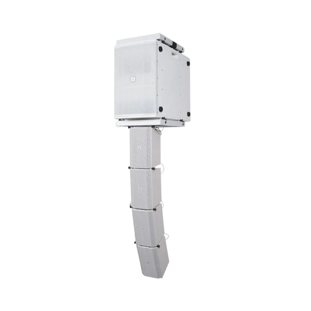 Angled view of Avante Audio Imperio Show Rig 210 (White) on white background