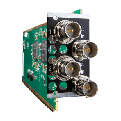 Electronic circuit board with multiple connectors on a white background