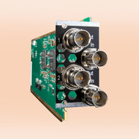 Electronic circuit board with connectors on a beige background