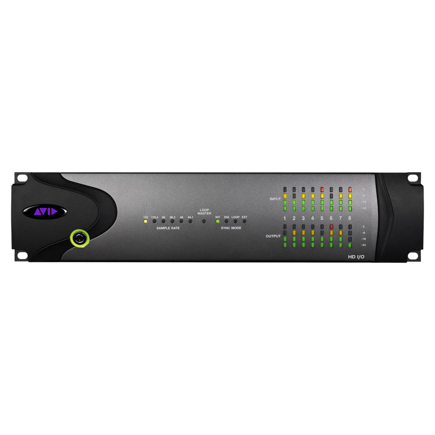 Front view of Avid Pro Tools HD I/O 8x8x8 on white background