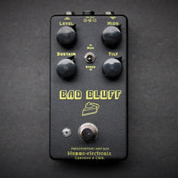 BLAMMO! Bad Bluff Pedal On a Dark Gray Surface