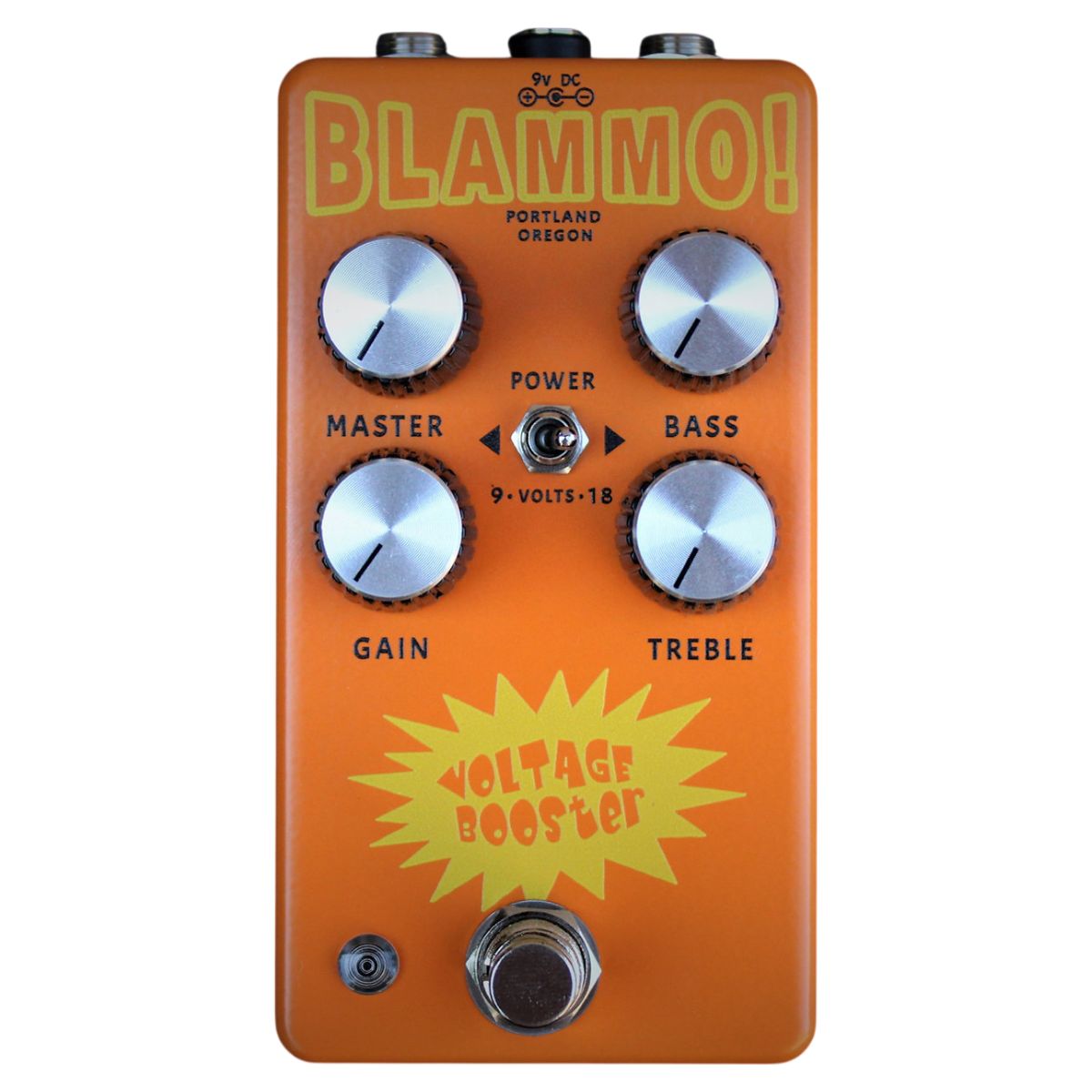 Front view of BLAMMO! Voltage Booster Pedal on white background