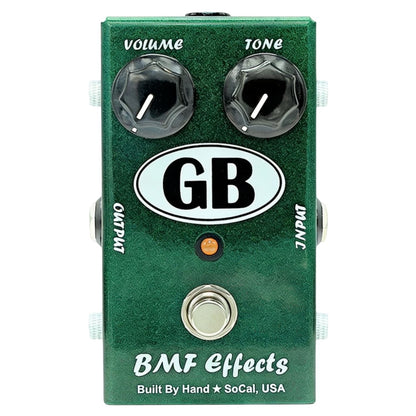 Front view of BMF Effects GB Boost Germanium Booster Pedal on white background