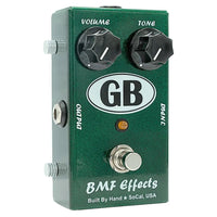 Angled view of BMF Effects GB Boost Germanium Booster Pedal on white background