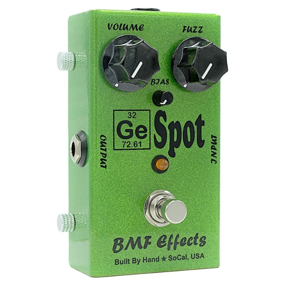 Angled view of BMF Effects Ge Spot Germanium Fuzz Pedal on white background