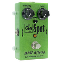 Angled view of BMF Effects Ge Spot Germanium Fuzz Pedal on white background