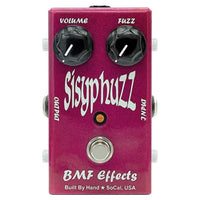 Front view of BMF Effects Sisyphuzz Silicon Fuzz Pedal on white background