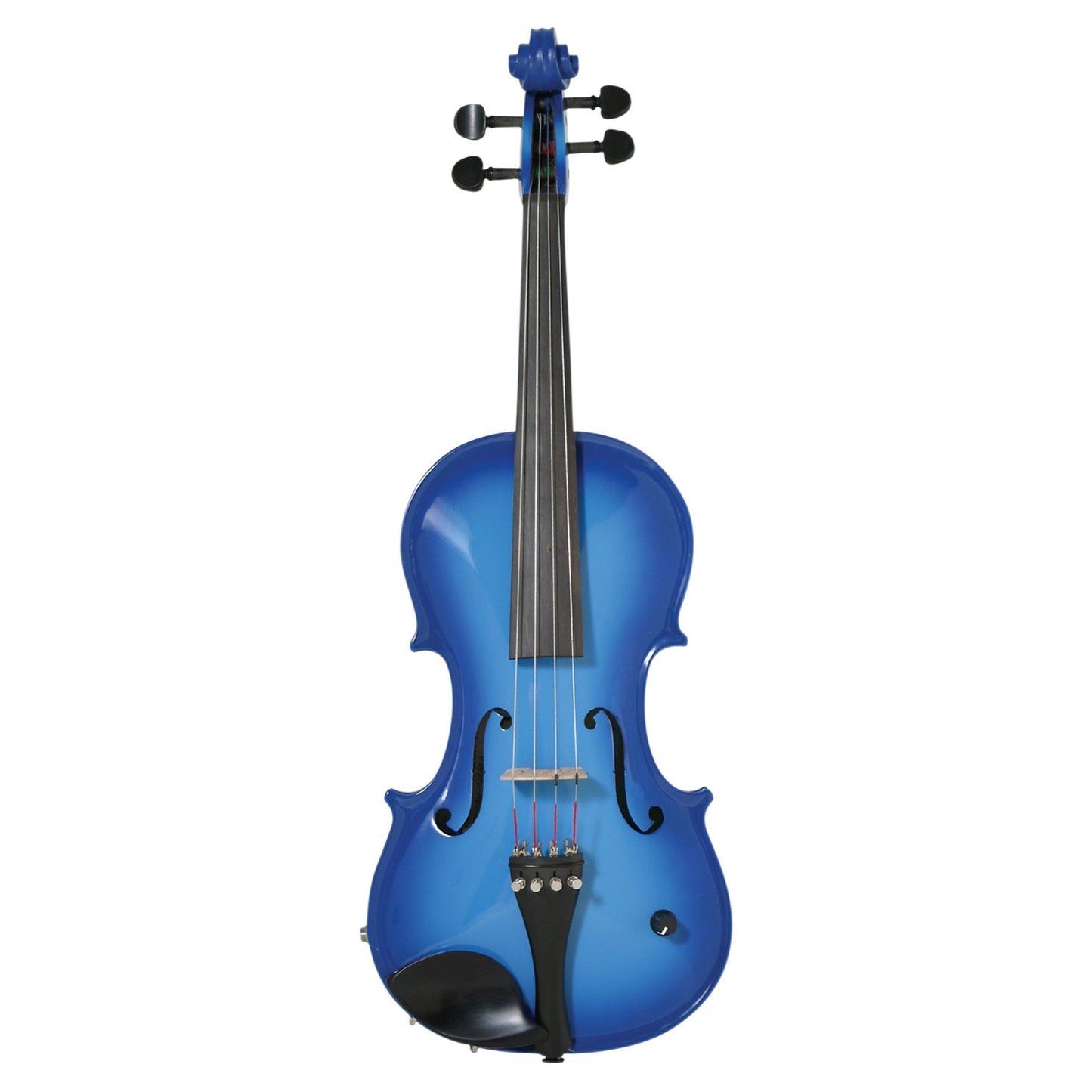 Front view of Barcus Berry Vibrato-AE Series Acoustic Electric Violin Blue on white background