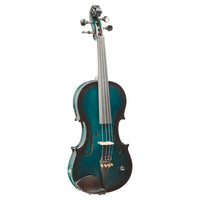 Front view of Barcus Berry Vibrato-AE Series Acoustic Electric Violin Metallic Green on white background