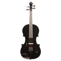 Front view of Barcus Berry Vibrato-AE Series Acoustic Electric Violin Piano Black on white background