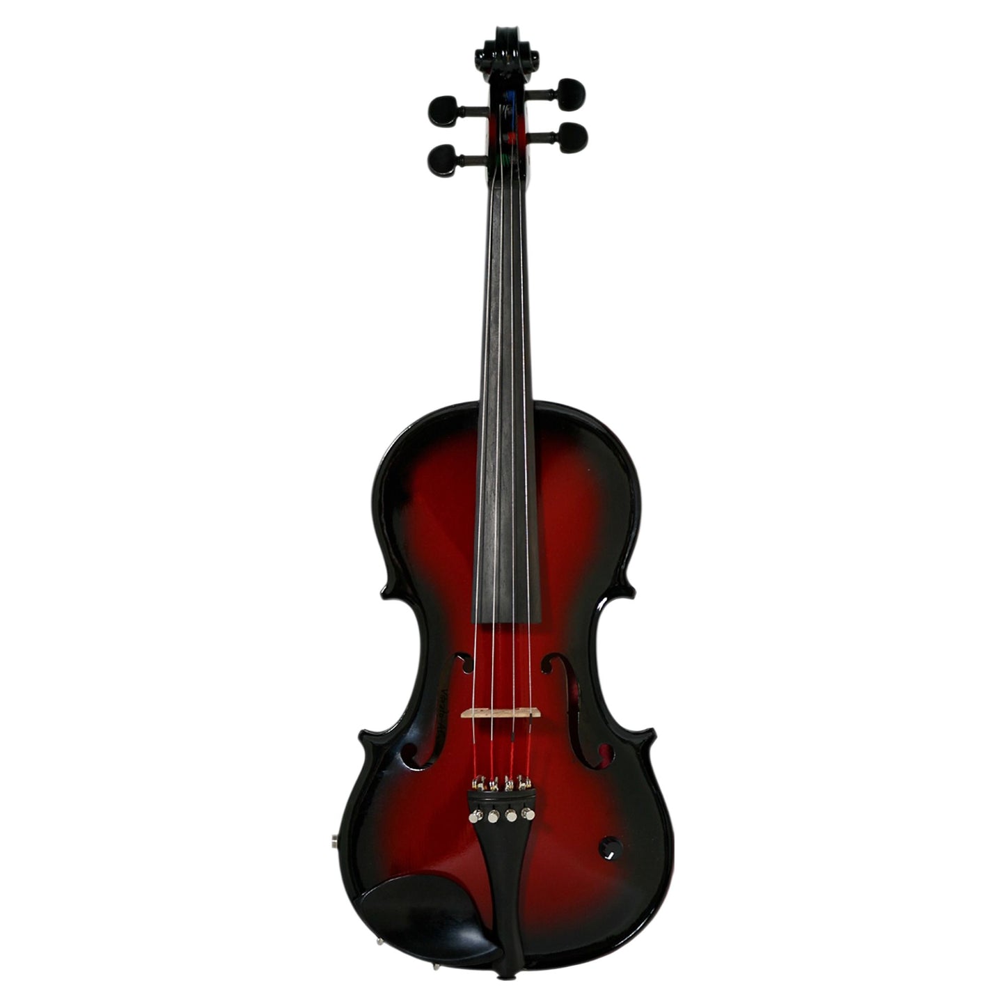 Front view of Barcus Berry Vibrato-AE Series Acoustic Electric Violin Red Berry on white background