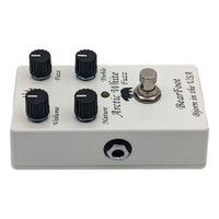 Side view of BearFoot FX Arctic White Fuzz pedal on white background