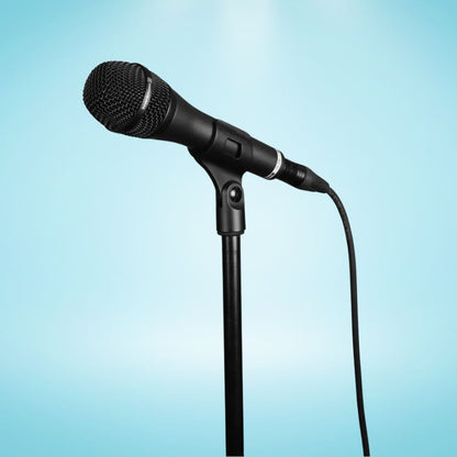 Beyerdynamic TG V70 Dynamic Vocal Microphone on mic stand with blue background