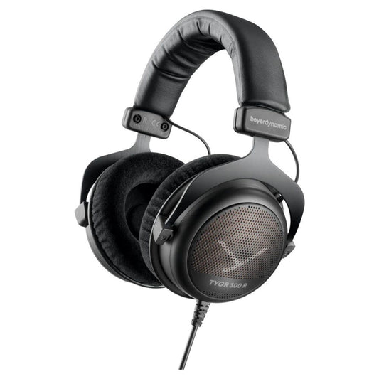 Angled view of Beyerdynamic TYGR 300 R Open Gaming Headphones on white background
