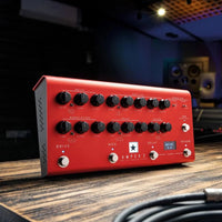 Angled top view of Blackstar AMPED 2 on wooden desk in studio