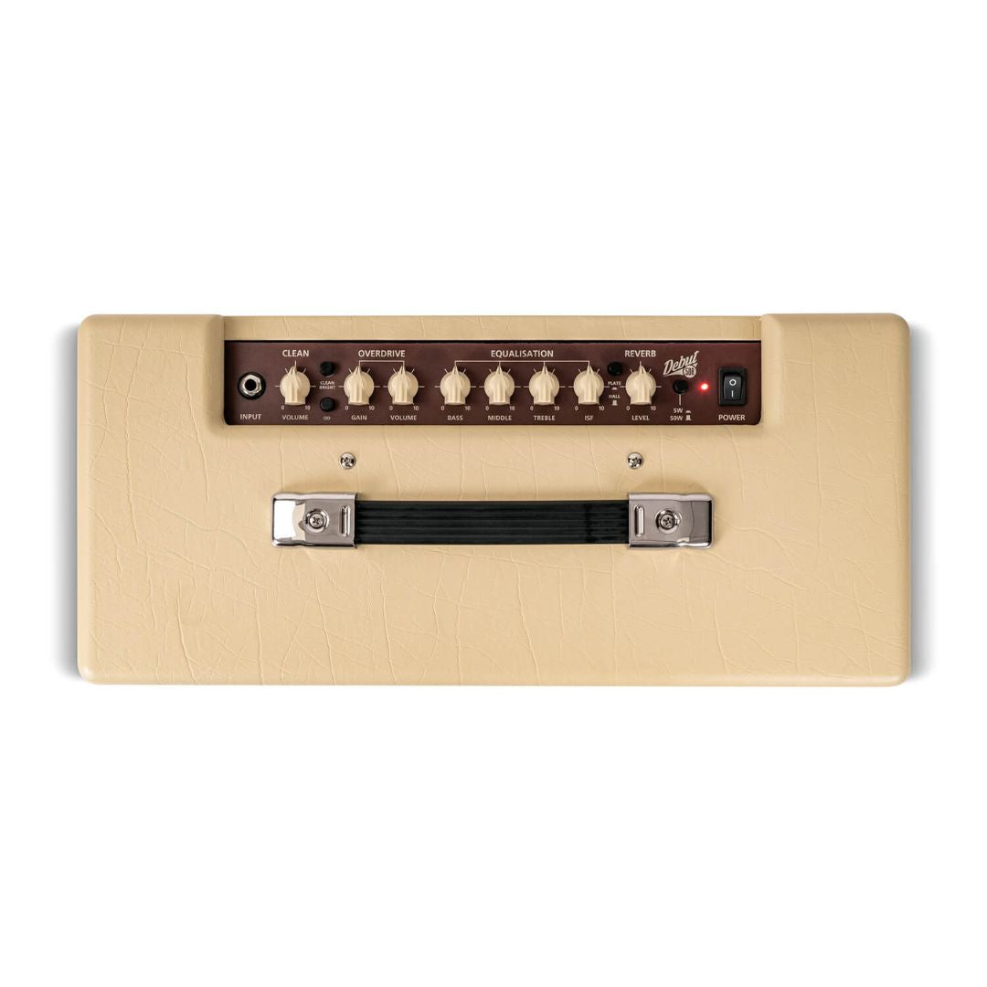 Top view of Blackstar Debut 50R Combo Amplifier Cream on white background