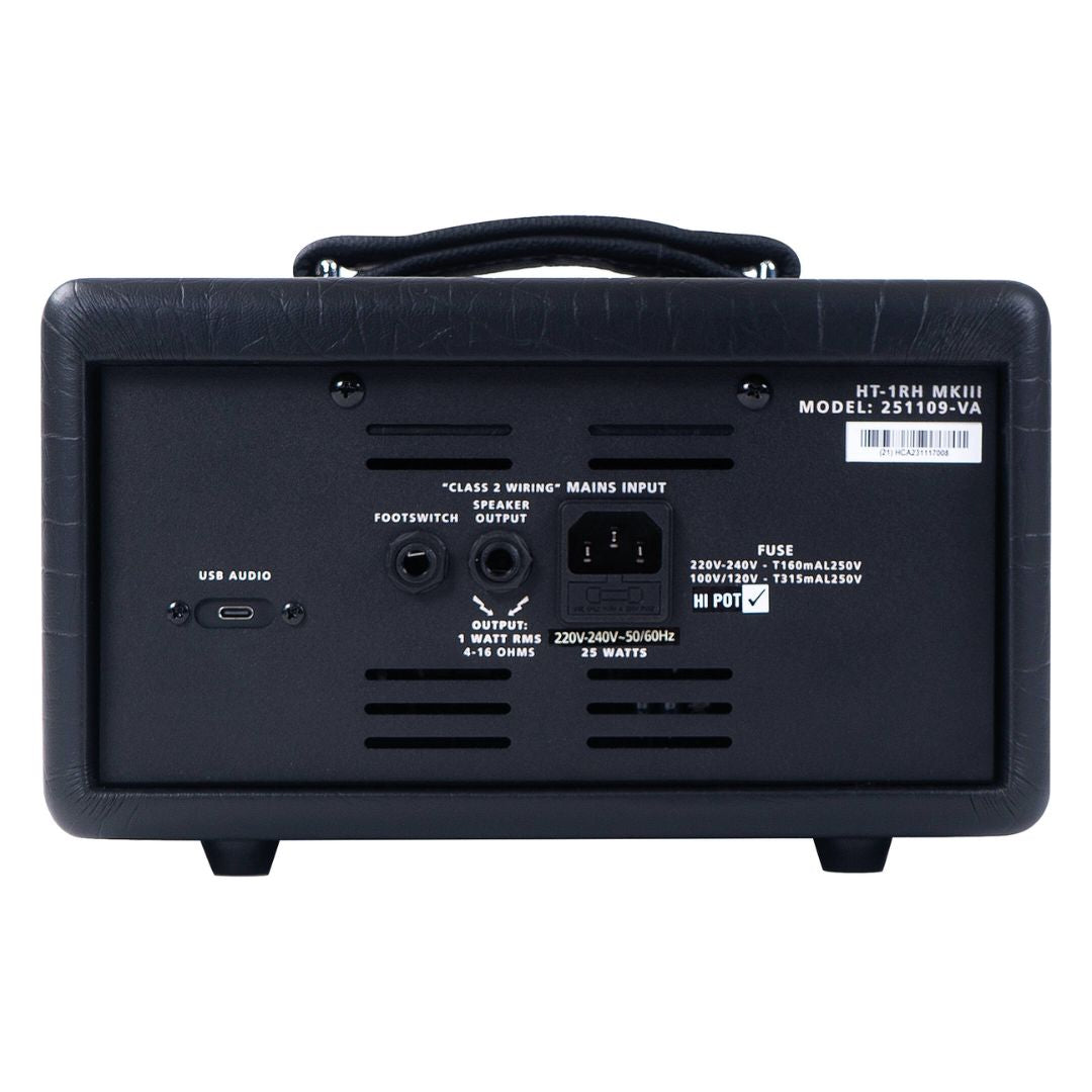 Rear view of Blackstar HT-1RH MK III Guitar Amp Head on white background
