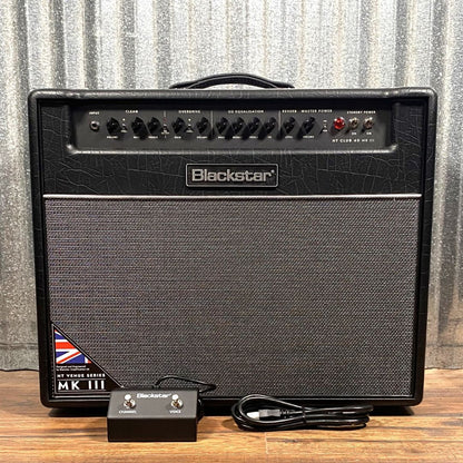 Front view of Blackstar HT Club 40 MK III Combo Amplifier on wooden floor with silver background