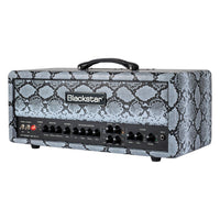 Angled view of Blackstar HT Stage 100H MK III Guitar Amp Head Snakeskin on white background