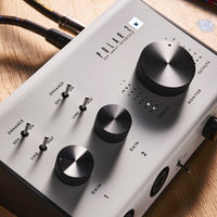 Angled close up view of Blackstar POLAR 2 Audio Interface on wooden surface