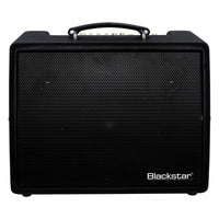 Front view of Blackstar Sonnet 120 Acoustic Guitar Amplifier Black on white background
