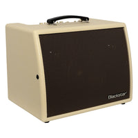 Angled view of Blackstar Sonnet 120 Acoustic Guitar Amplifier Blonde on white background