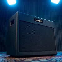 Angled view of Blackstar St. James 112 Cabinet on carpet in venue