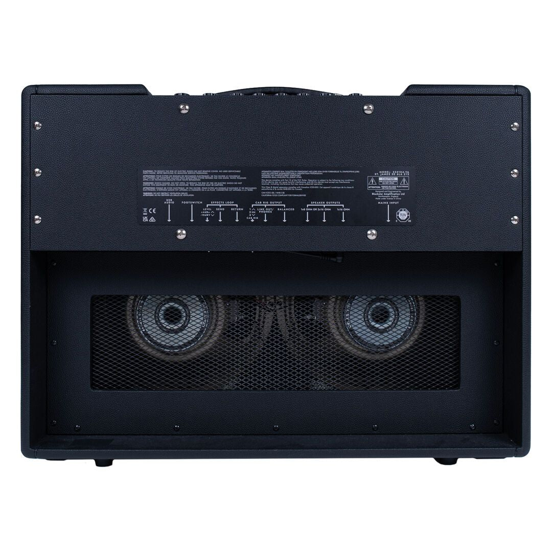 Rear view of Blackstar St. James 50 6L6 212 50W Combo Amplifier on white background