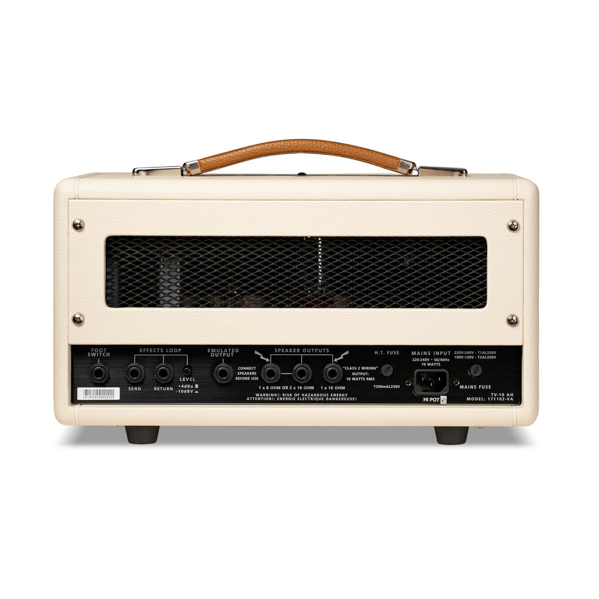 Rear ports view of Blackstar TV-10 AH Guitar Amp Head on white background