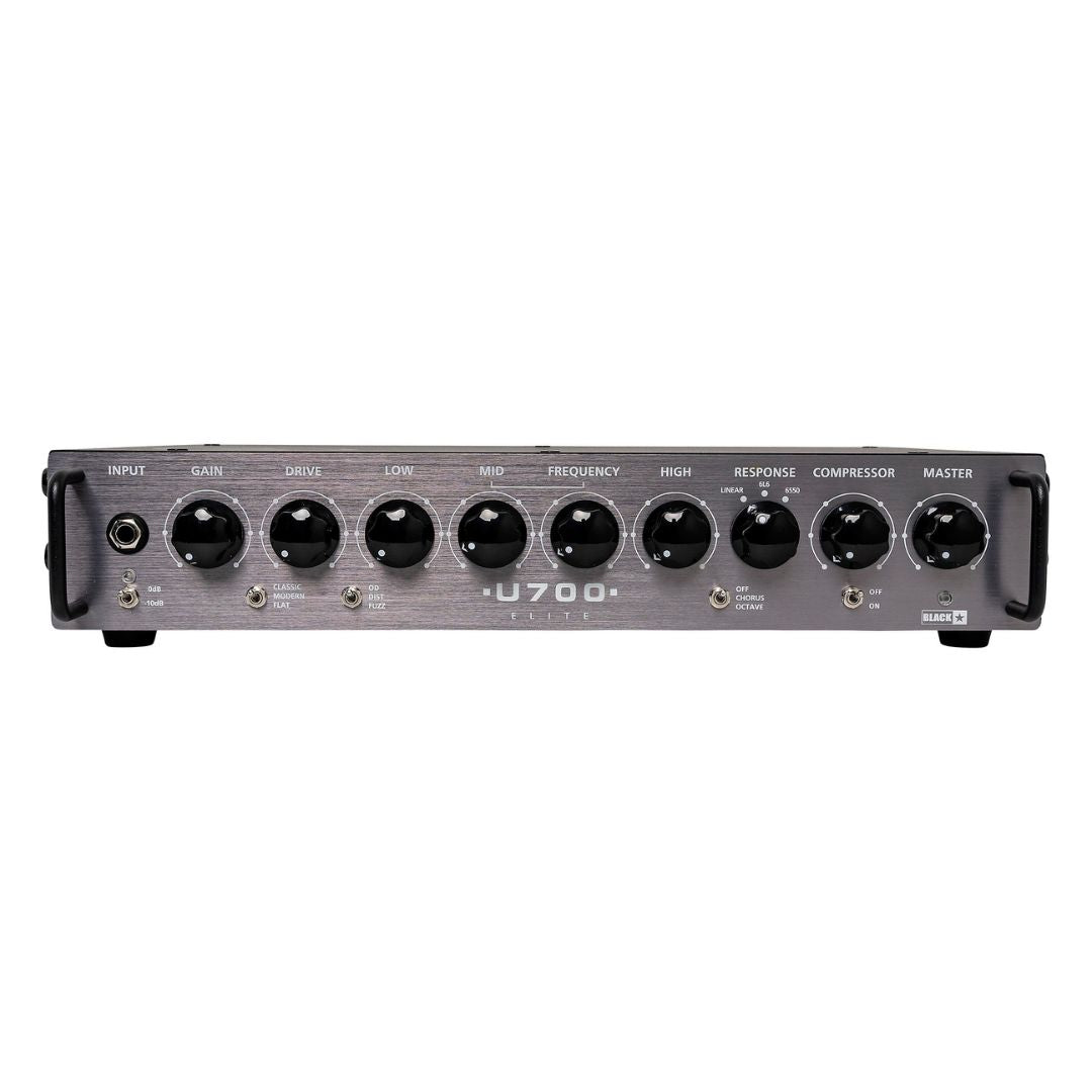 Front view of Blackstar U700H Elite 700W Bass Head on white background