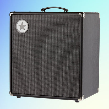 Angled view of Blackstar Unity 250 250W Bass Combo Amplifier on blue background
