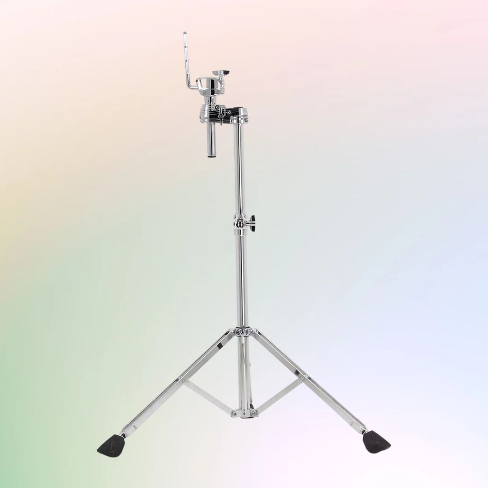Front view of British Drum Co. CAS-HW-STS Casino Single Tom Stand on multicolored background