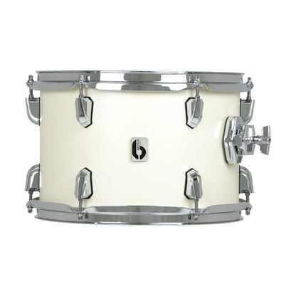 Front view of British Drum Co. Enigma Tom Drum Olde English White 10" x 7" on white background