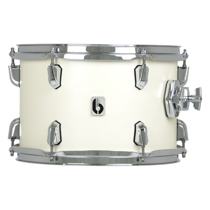 Front view of British Drum Co. Enigma Tom Drum Olde English White 14" x 14" on white background