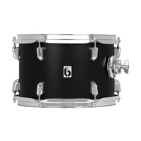 Front view of British Drum Co. Enigma Tom Drum Satin Black 10" x 7" on white background