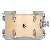 Front view of British Drum Co. Enigma Tom Drum Satin Maple 14" x 14" on white background