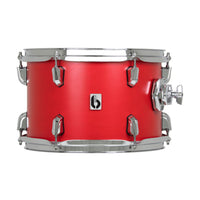Front view of British Drum Co. Enigma Tom Drum Satin Scarlet 10" x 7" on white background